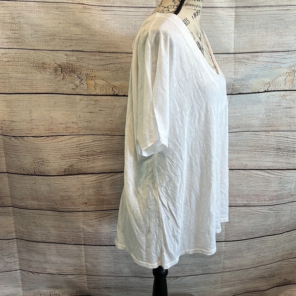 Michael Stars V-neck Original Tee Shirt Luxe Slub Short Sleeves Caftan NWT White - Picture 4 of 8